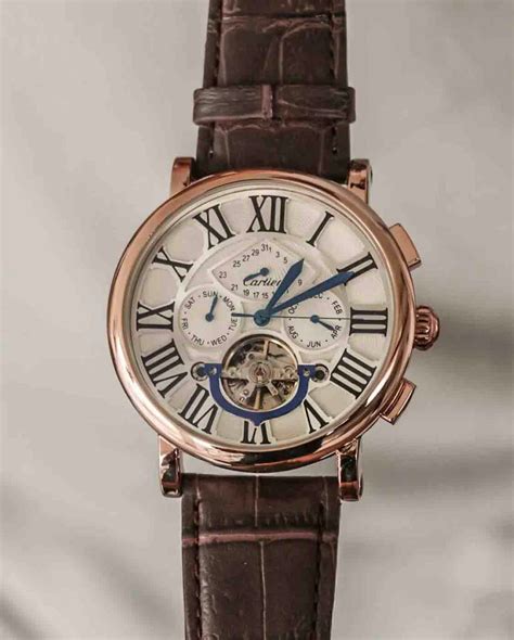 cartier automatic tourbillon leather belt men watch|cartier tank movements.